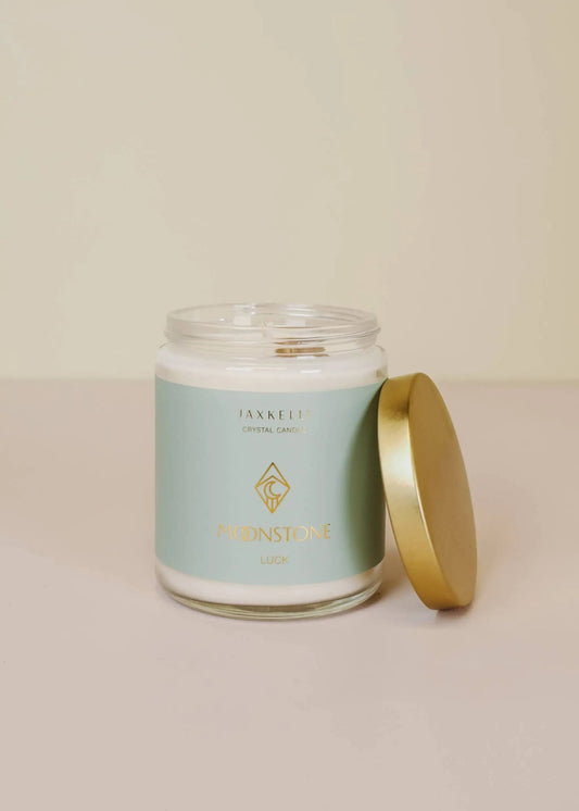 Scented Luxury Candle with Moonstone Crystal by JaxKelly 