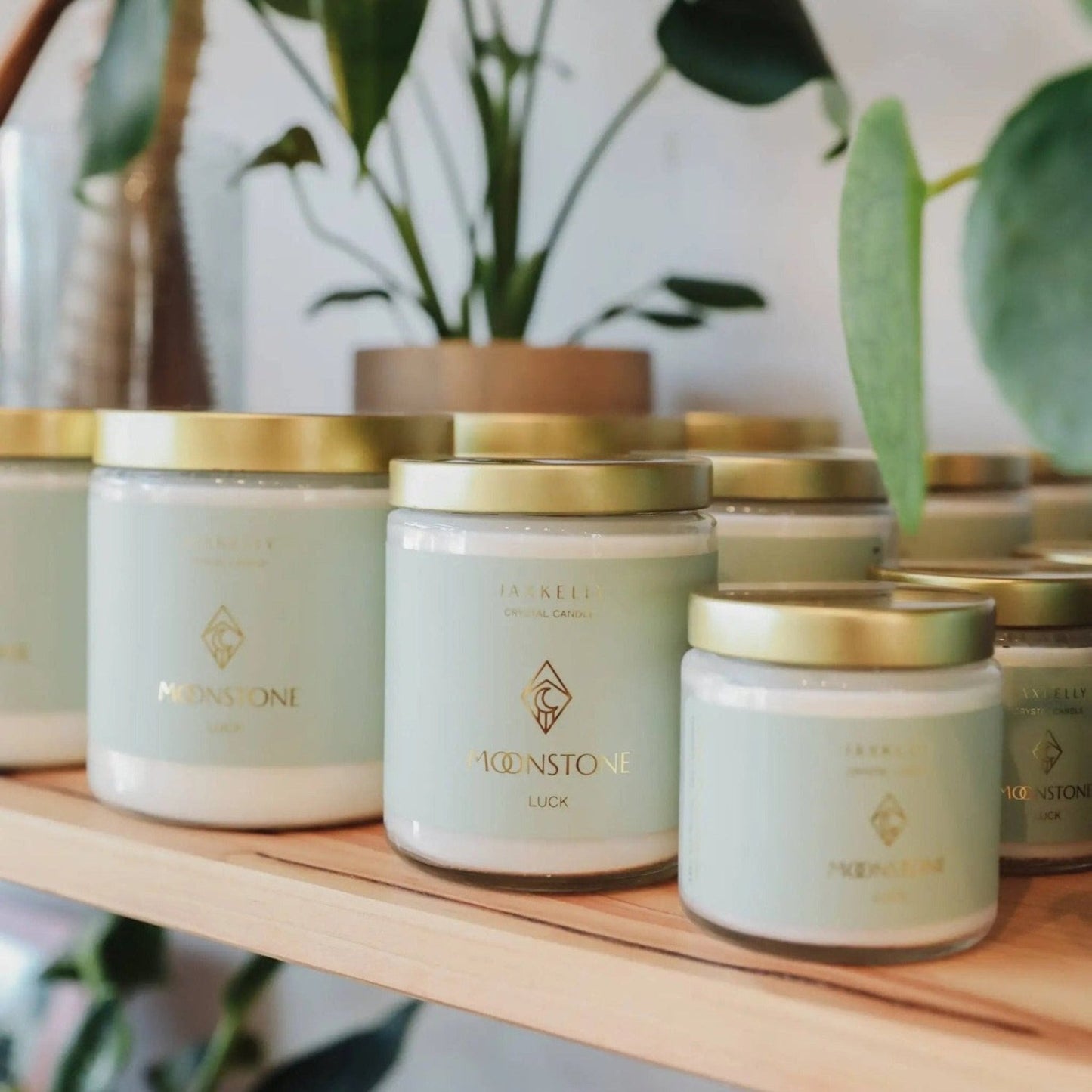 A shelf of JaxKelly Candles