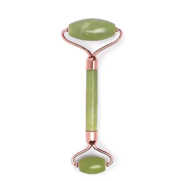 Earth Harbor Green Goddess Kit with Natural Face Serum and Real Jade Roller - Jade Facial Roller with Rose Gold Trim