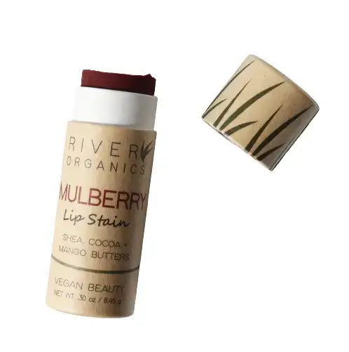 River Organics Cosmetics - Mulberry Lip Stain and Hydrating Natural Plum Tinted Lip Balm