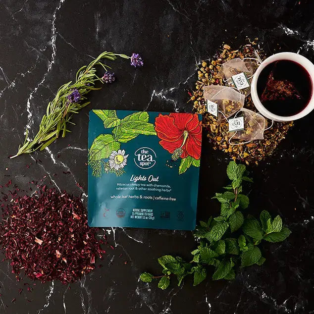 The Tea Spot - Lights Out Sleepy Tea Bag of 15 Pyramid Sachets with organic herbs