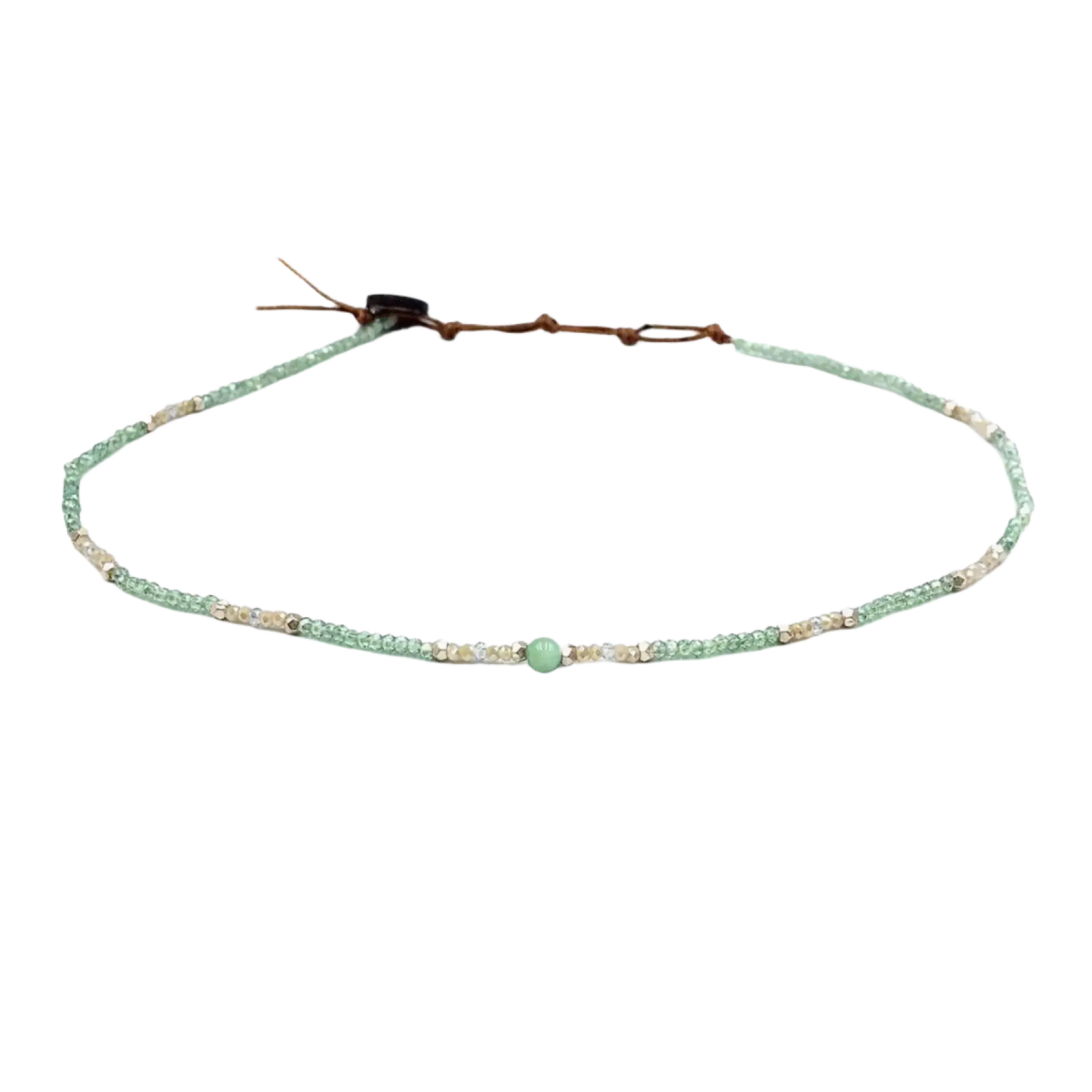 Green Amazonite necklace with crystals