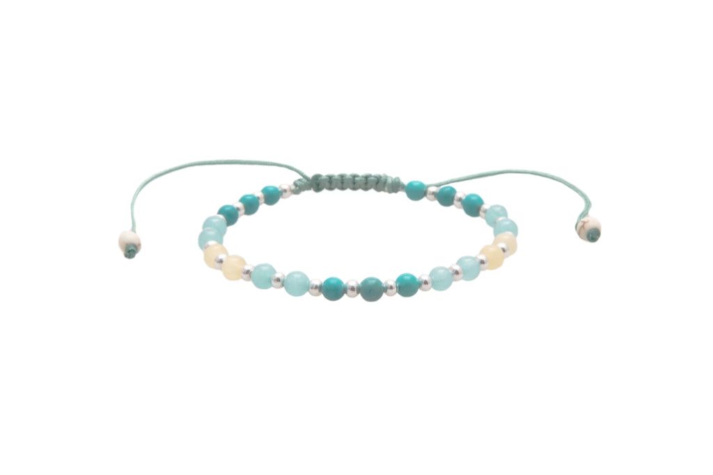 anti-anxiety bracelet with blue stone beads on adjustable cord