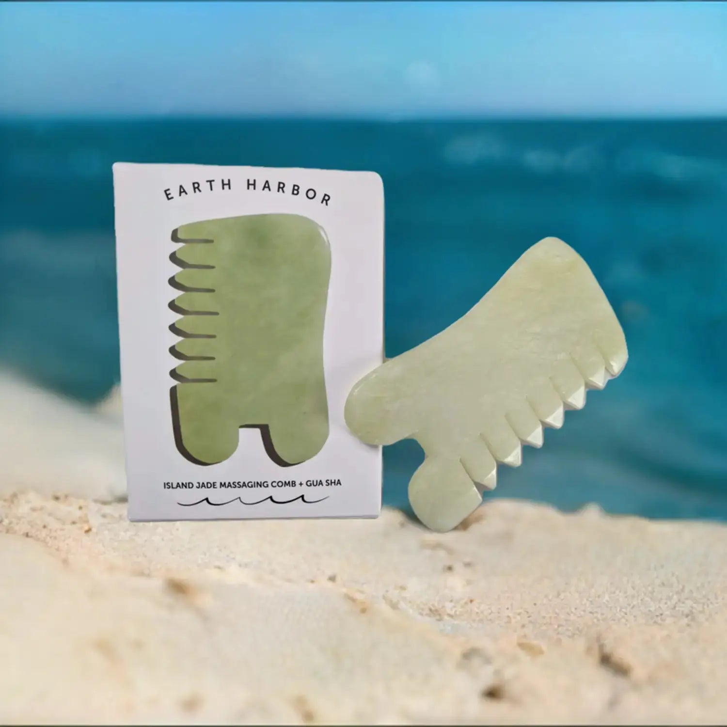 Real Jade Gua Sha Tool and Massage Comb by Earth Harbor