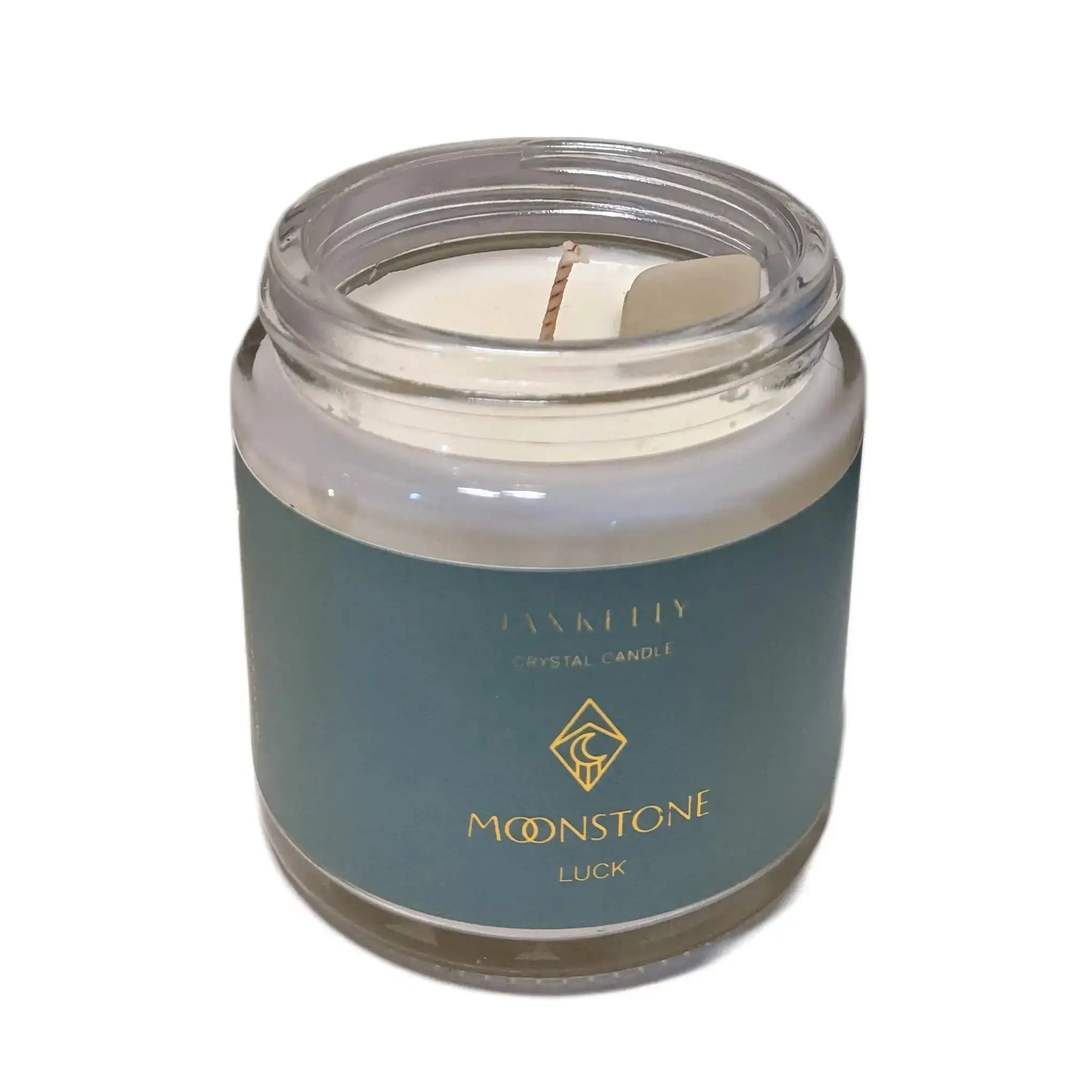 earthy scented soy intention candle with crystal