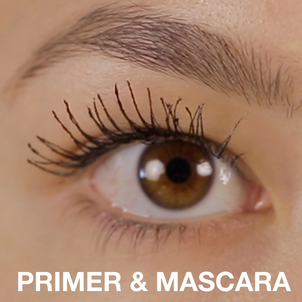 model wearing LASHFOOD mascara primer and mascara