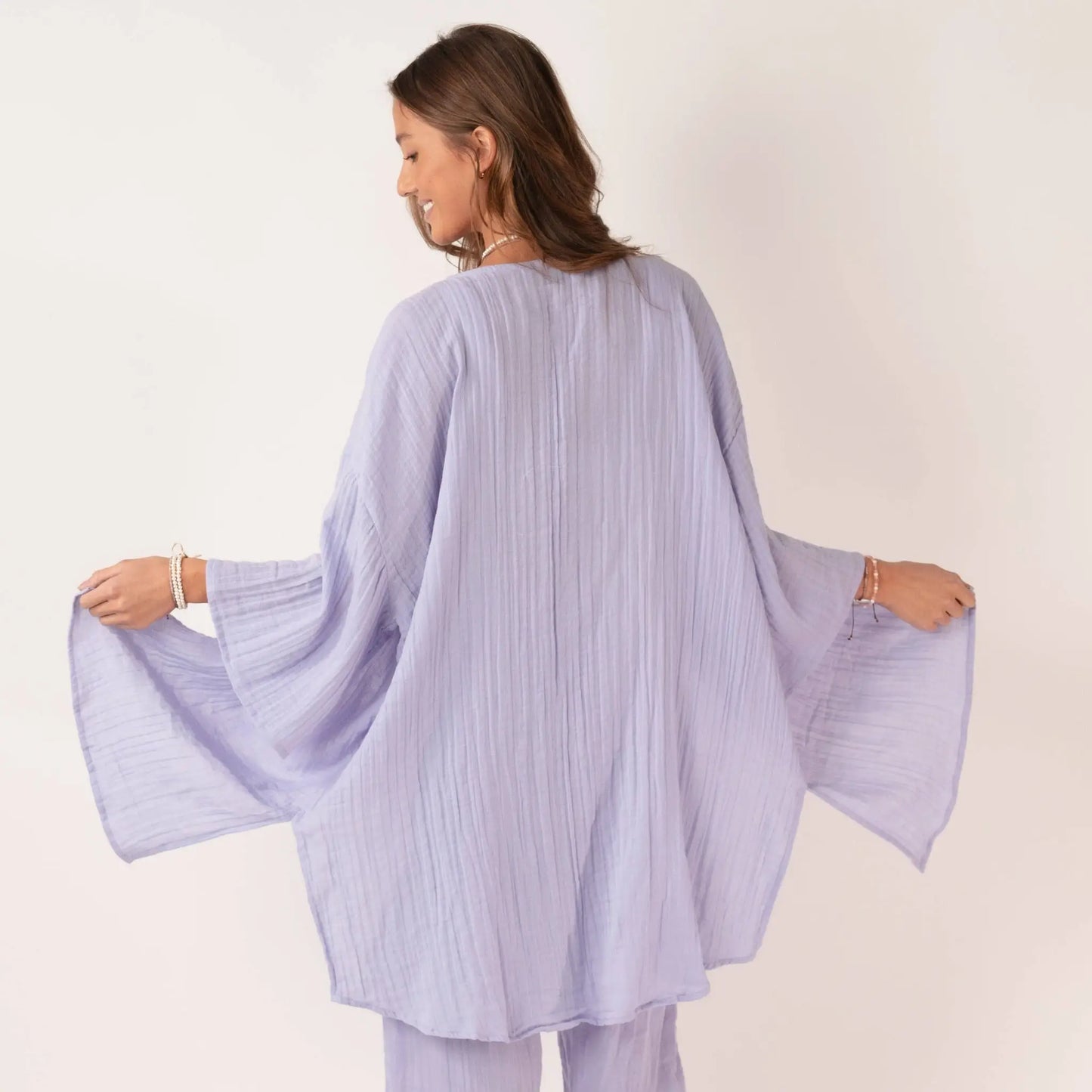 Lotus and Luna Ube Sorbet Kimono Cover-Up in Lavender - back view