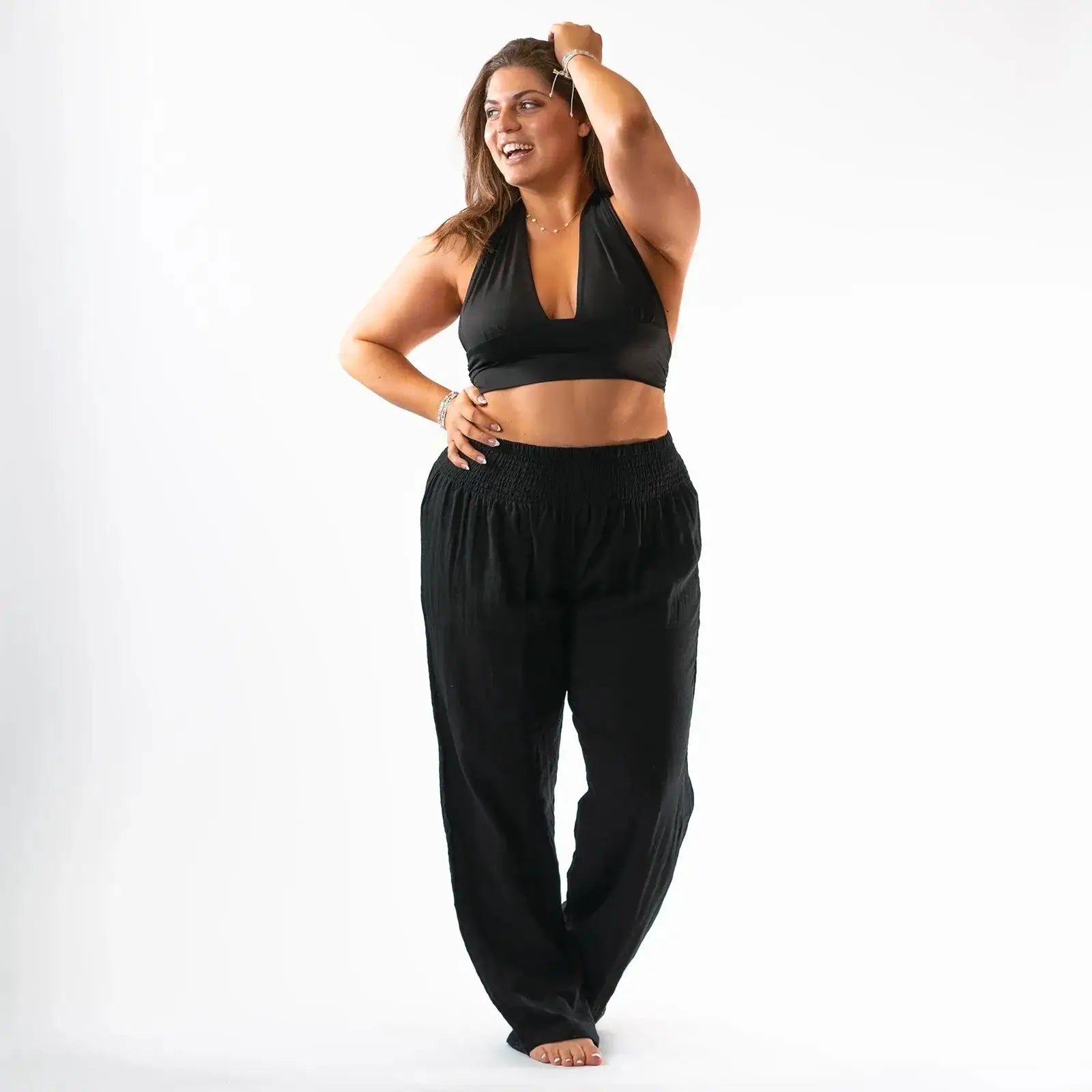 Lotus and Luna Breezy Lightweight Black Cotton Beach and Lounge Pants –  Elle and Willow