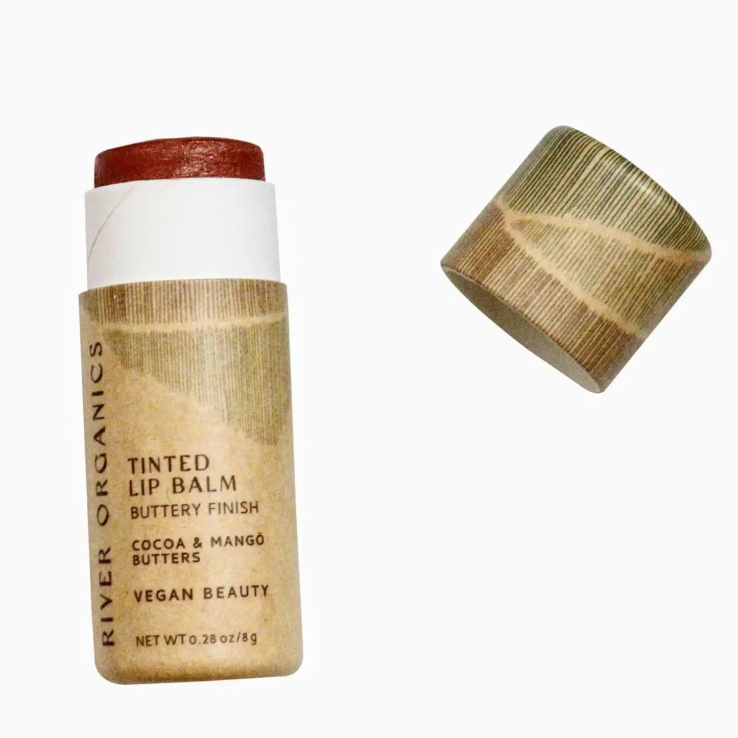 Organic Nude Lip Balm - Vegan Hydration with cocoa and mango butters in eco-friendly tube. Tinted, long-lasting formula for natural lip care.