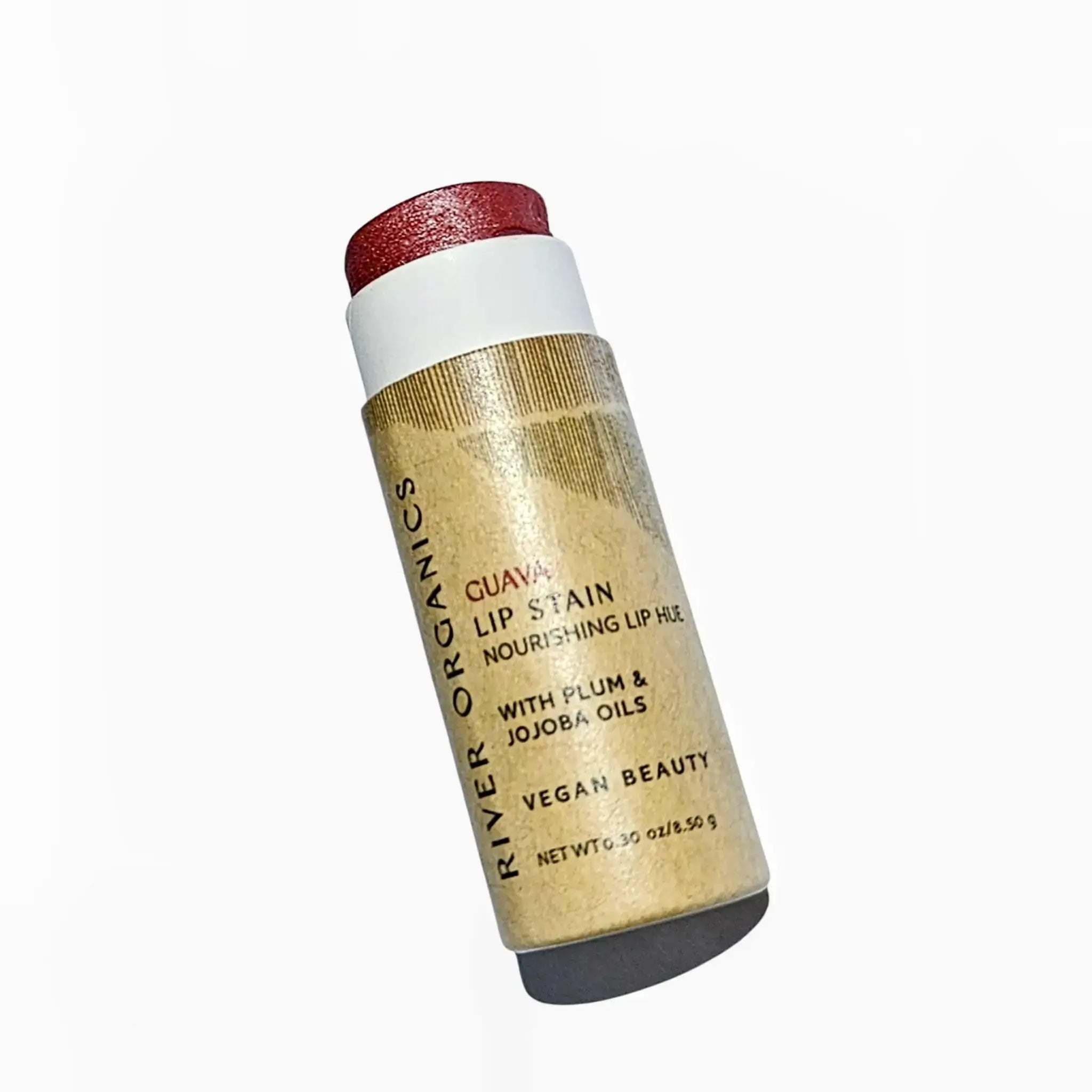 lip stain in pink guava in tube on a white background