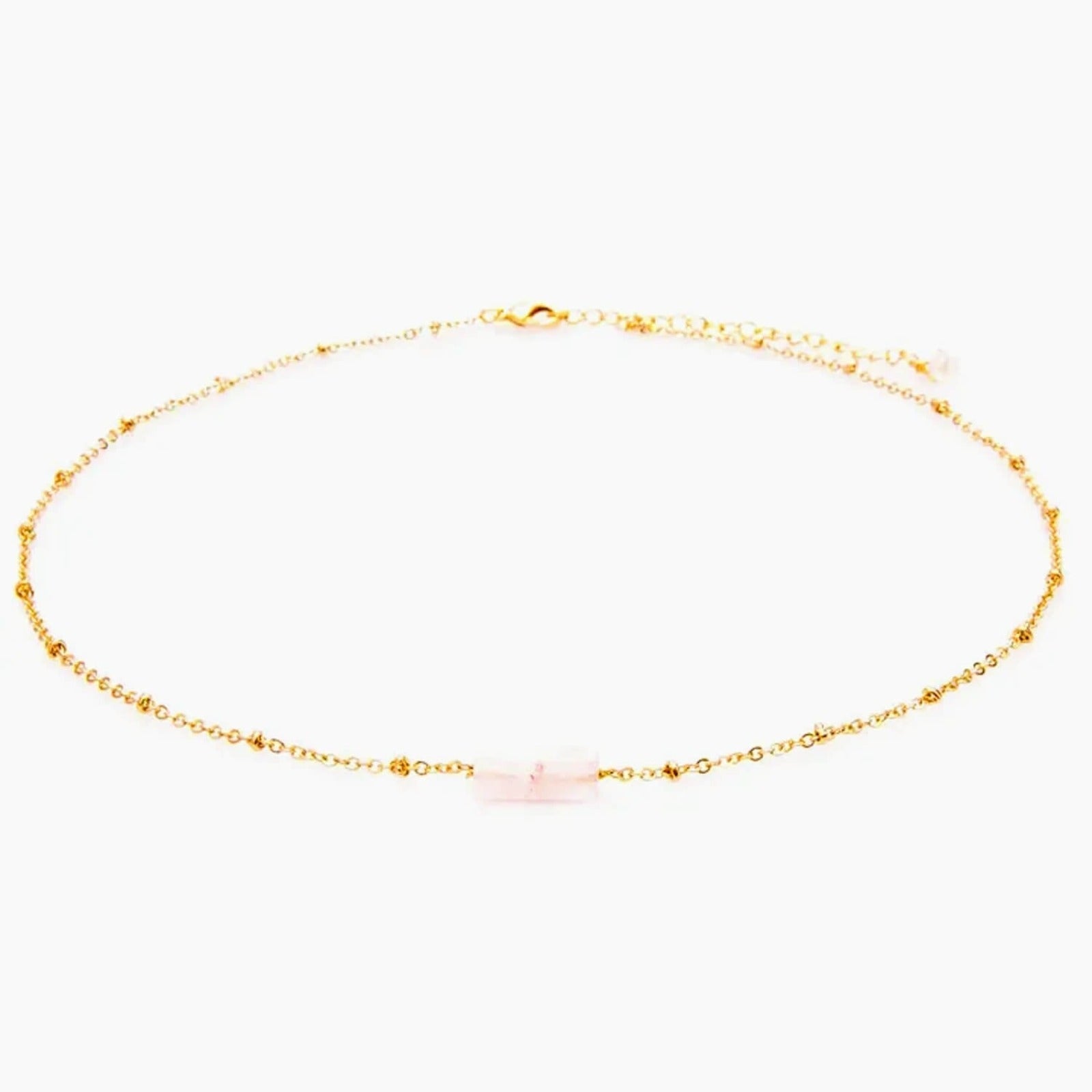 raw rose quartz gold necklace for healing energy
