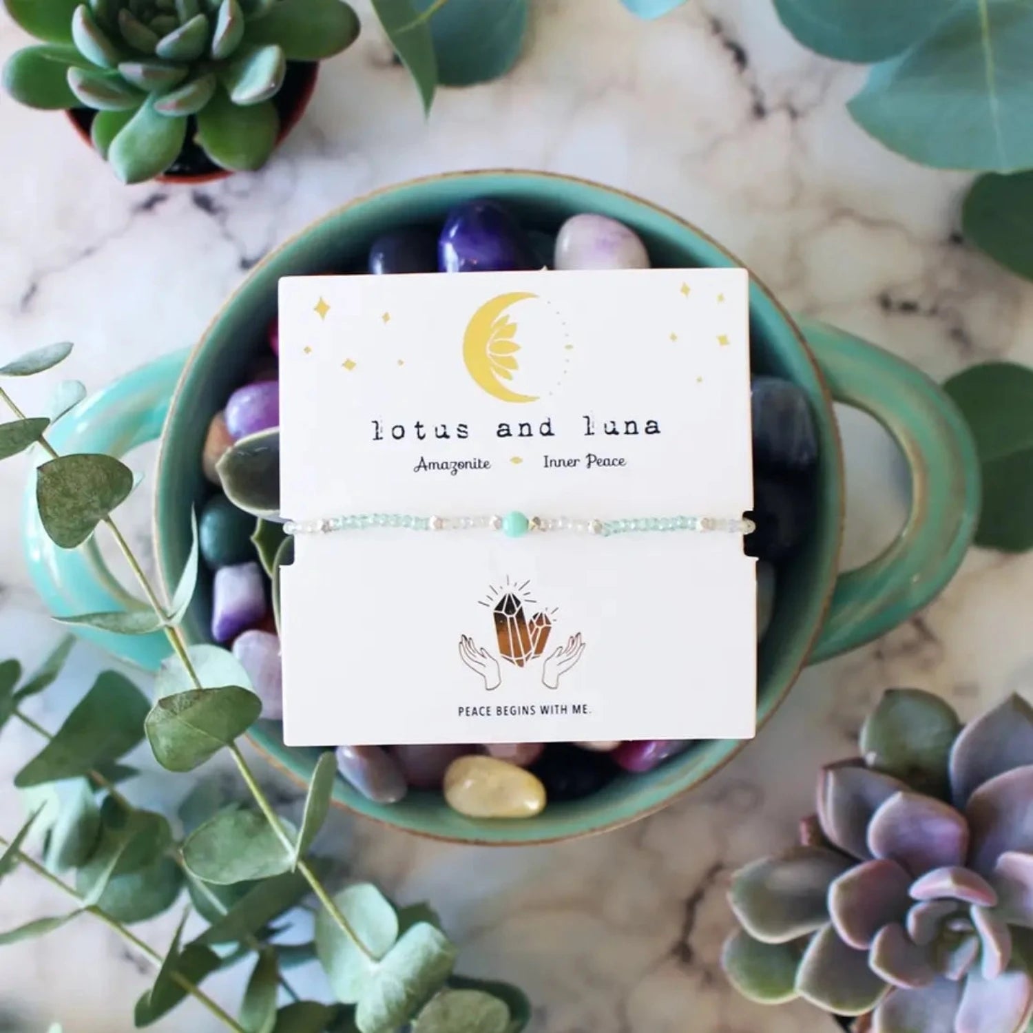 real amazonite bracelet from lotus and luna