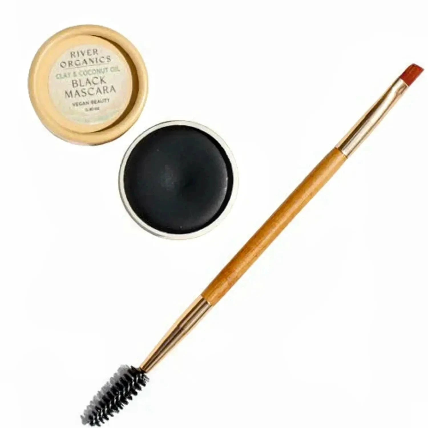 Vegan Black Cake Mascara with Brush by River Organics - Elle and Willow