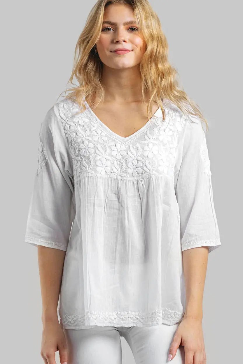 Sevya Handmade Ramani Embroidered Floral Bohemian Top