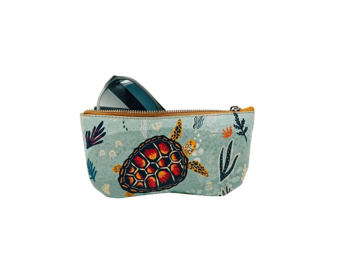 Eye glass case with colorful sea turtle print