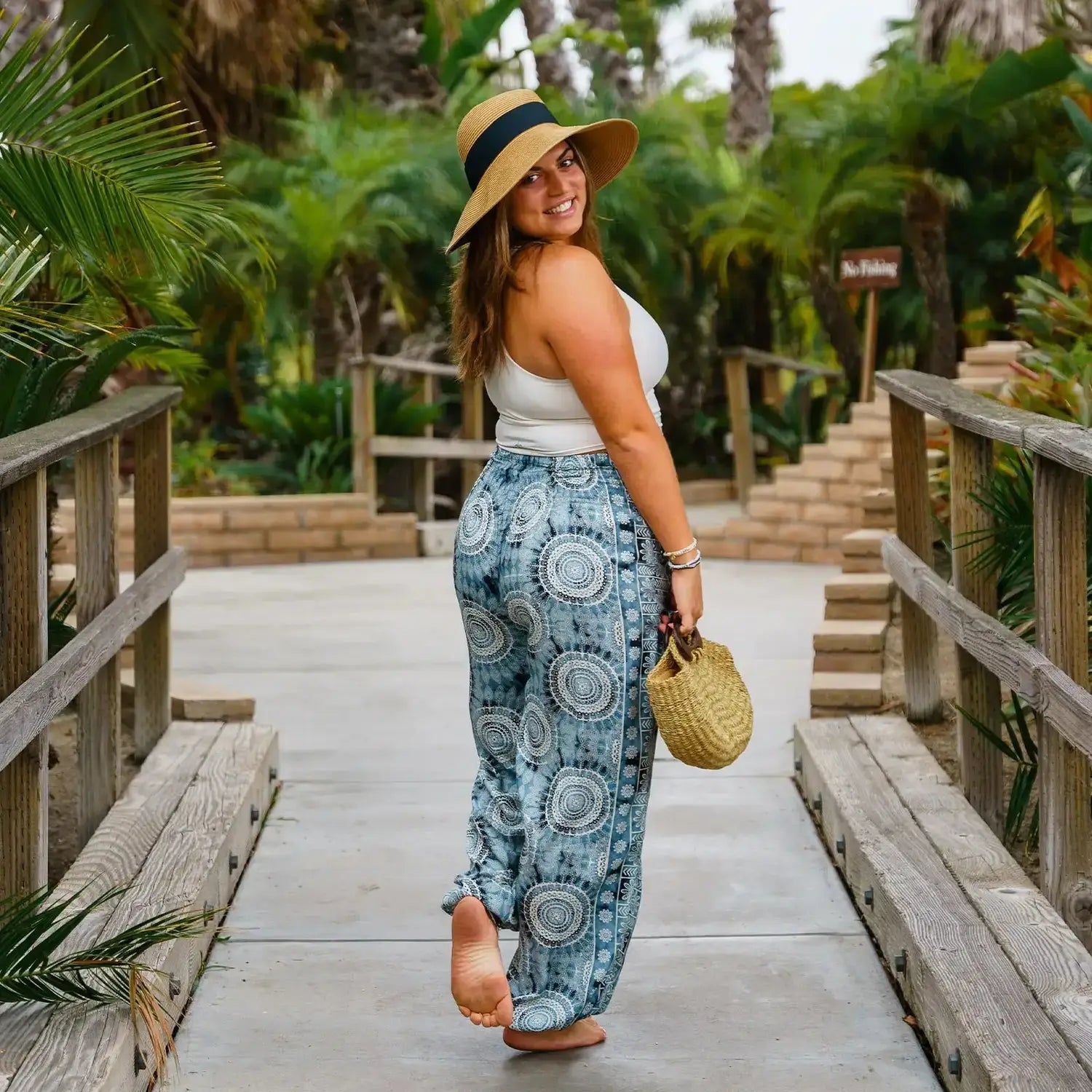 Women s Boho Beach Pants Pull on Style Harem Pants Elle and Willow