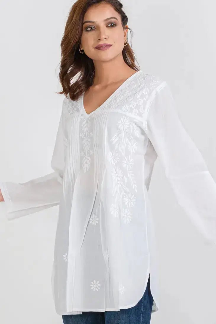 Sevya Handmade Divya White Tunic Top