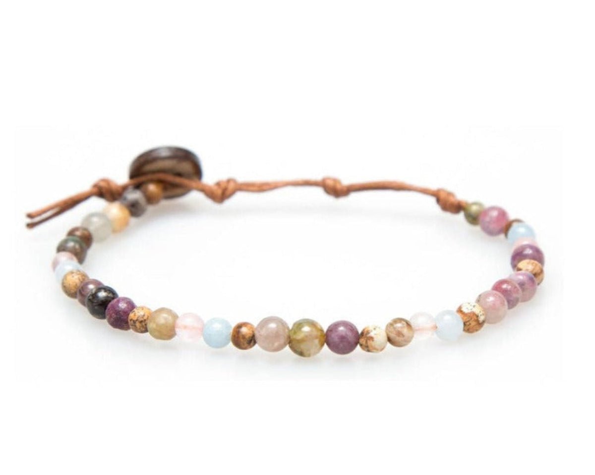 Jasper & tourmaline 4mm Healing Good Energy Bracelet _ Lotus and Luna