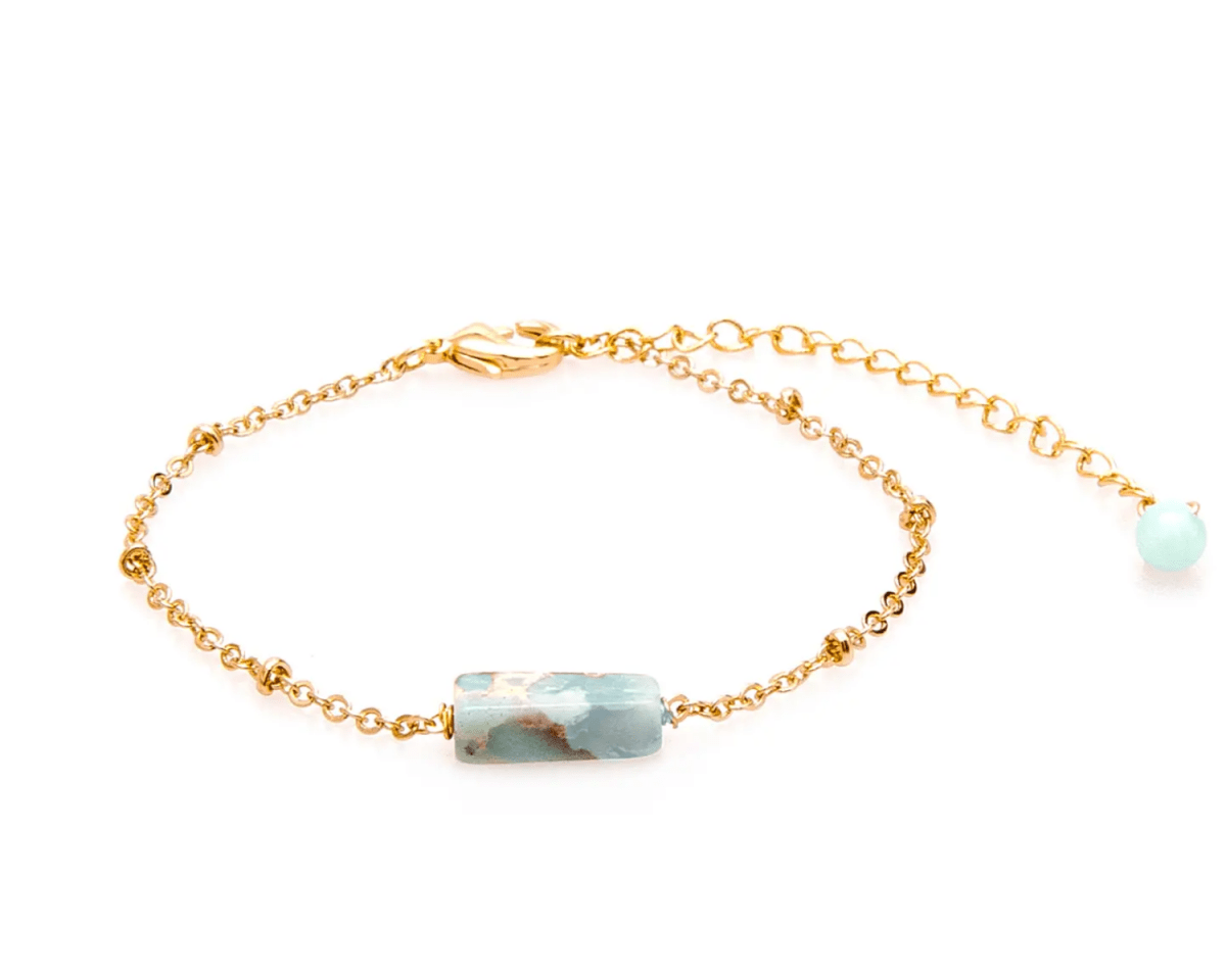 lotus and luna peace stone of the earth bracelet with raw jasper center stone