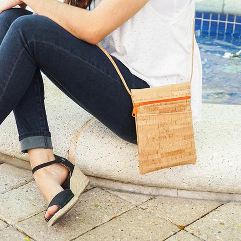 Natalie Therese Mini Crossbody Bag in Rustic Cork