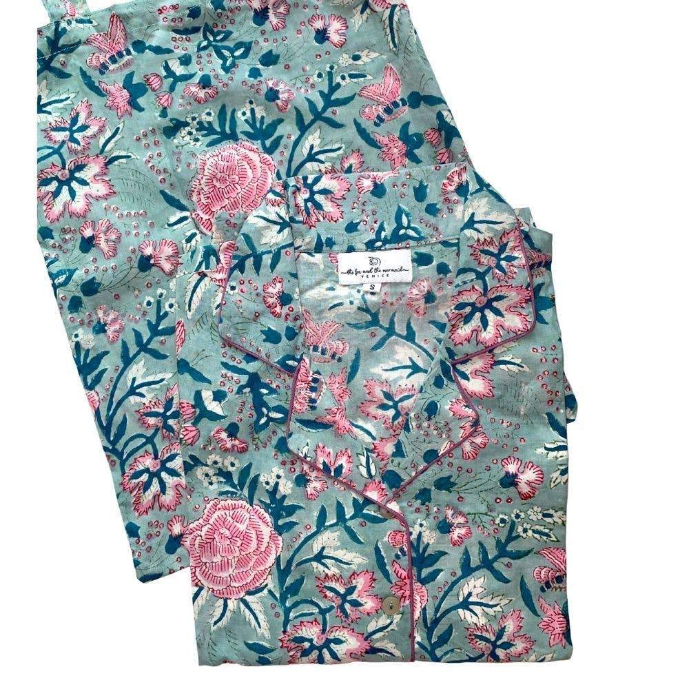 Blue Floral Women's Pajama Set