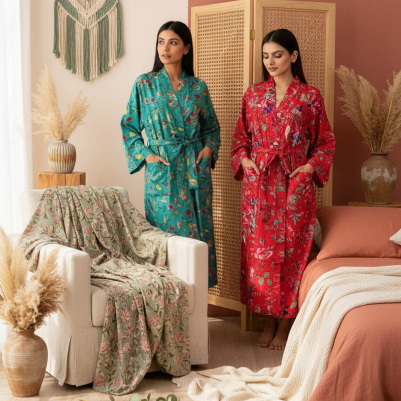 Women's Robes and Cotton Pajama Sets from Sevya and The Fox and the Mermaid, Boho Sleepwear Collection at Elle and Willow.