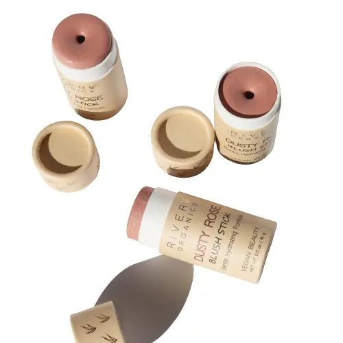 River Organics Vegan and Eco-Friendly Cosmetics - Dusty Rose Blush Stick in Zero Waste Packaging 