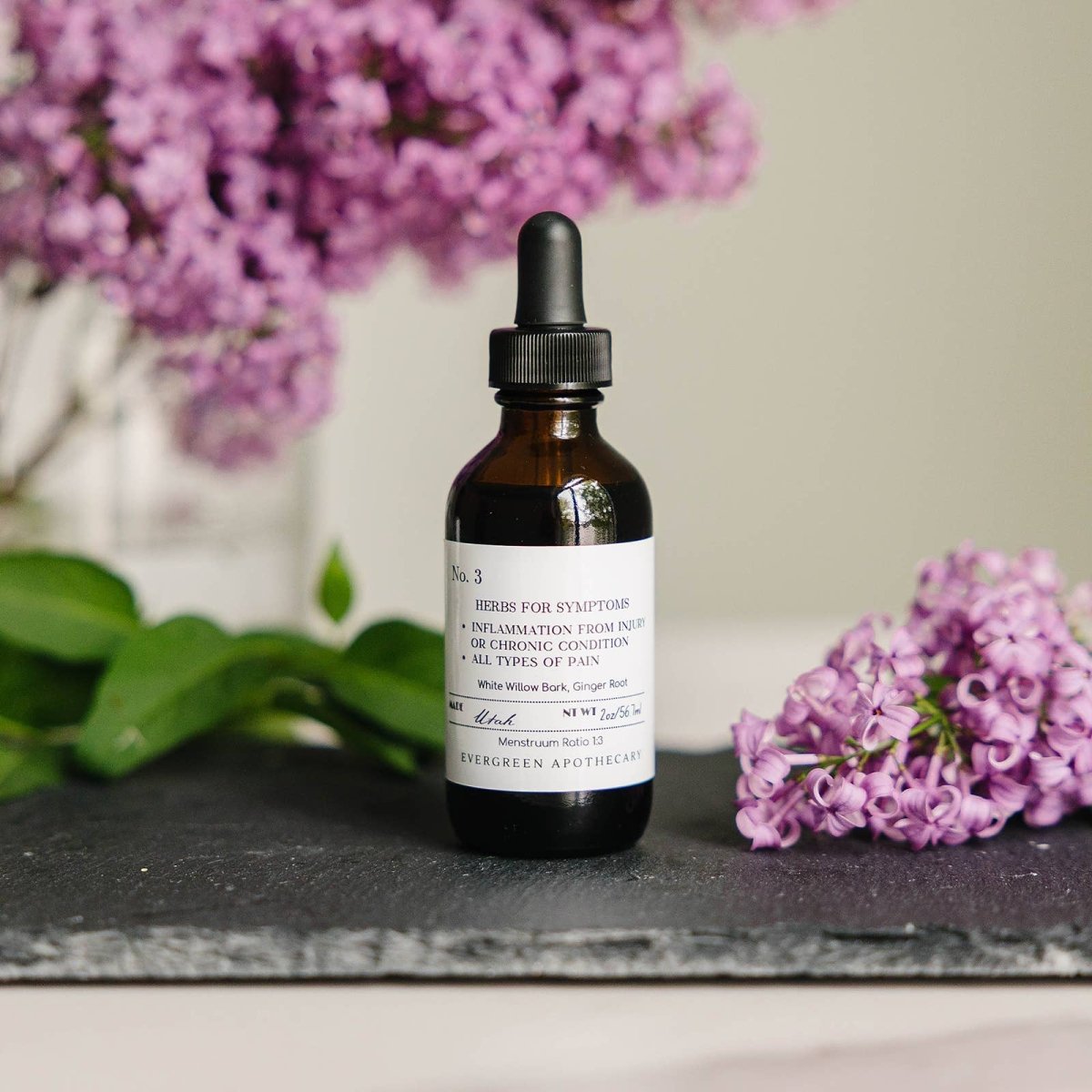 Evergreen Apothecary Natural Remedies Collection Featuring Herbal Tinctures in Glass Dropper Bottles. 