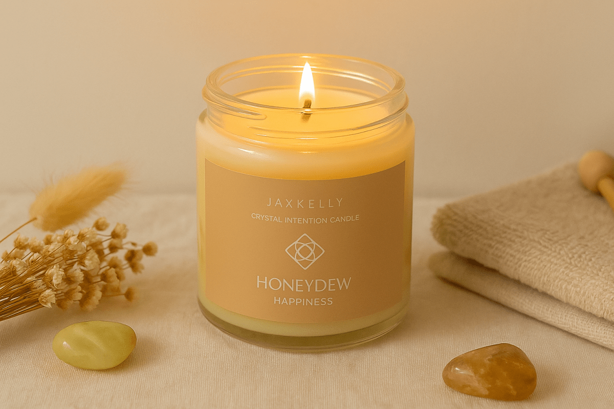 Soy wax crystal candle with gemstone inside