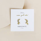 amazonite and yellow gold crescent moon dangle earrings with cz stones stud style moon earrings for by jaxkelly jewelry 
