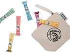 blue heron botanicals lip balm gift set in cosmetic bag