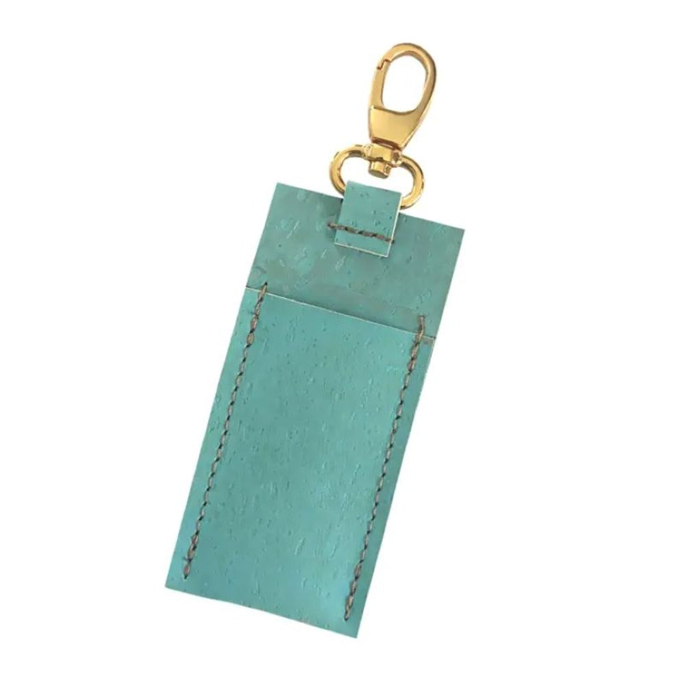 Lip Balm Holder in Blue with Gold Colored with Keyring