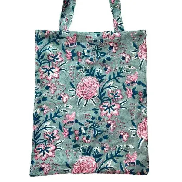 Boho Blue Floral women's pajama set with matching bag - Fox and the Mermaid.