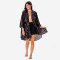 Lotus and Luna - Bohemian Kimono Cover Up with Black Cosmic Sky Print - Elle and Willow - bohemian kimono