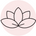 Black lotus flower icon on a pink circular background
