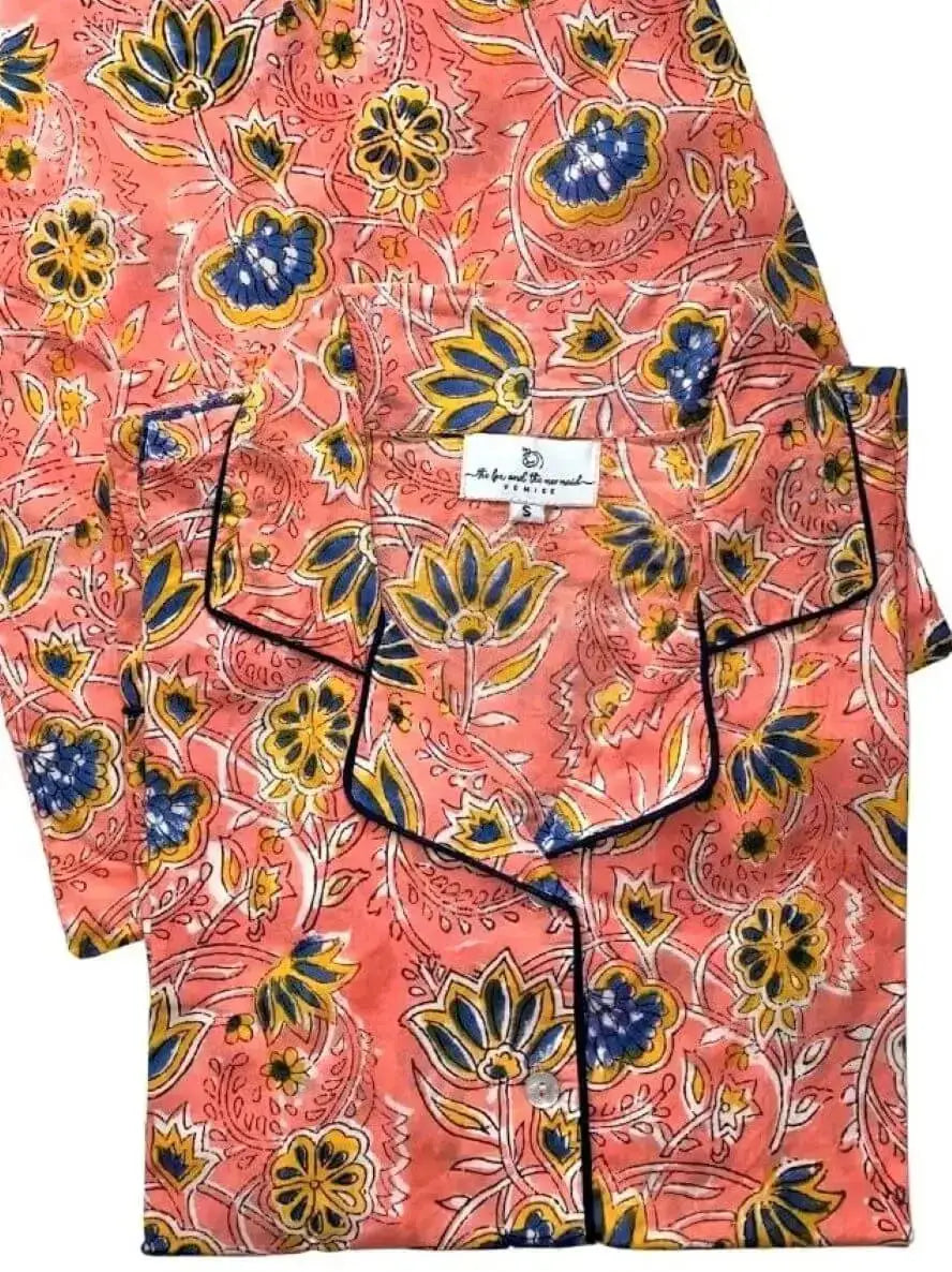Floral Pajama Set in Pink Boho Floral Print