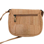 Zippered Rear Compartment on the Lily Flap Front Small Crossbody Purse in Natural Beige Cork - Crossbody Handbag by Bent&Bree