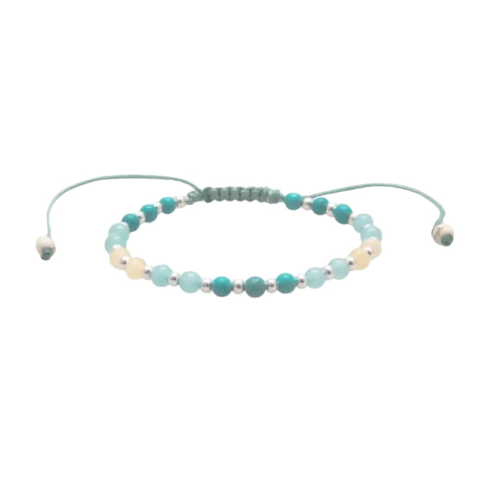 Lotus and Luna Adjustable Blue Turquoise & Amazonite Gemstone Beaded Bracelet