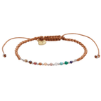 Lotus and Luna Master Healer Namaste Bracelet with Gemstone and Silver Beads on a Woven Cotton Slider Cord 