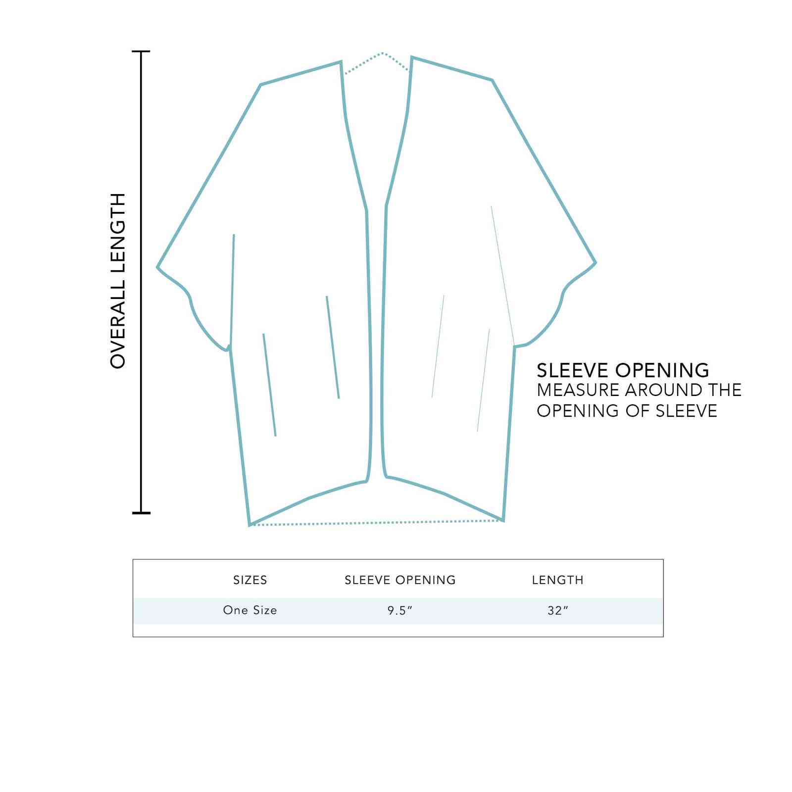 Lotus and Luna kimono size chart 