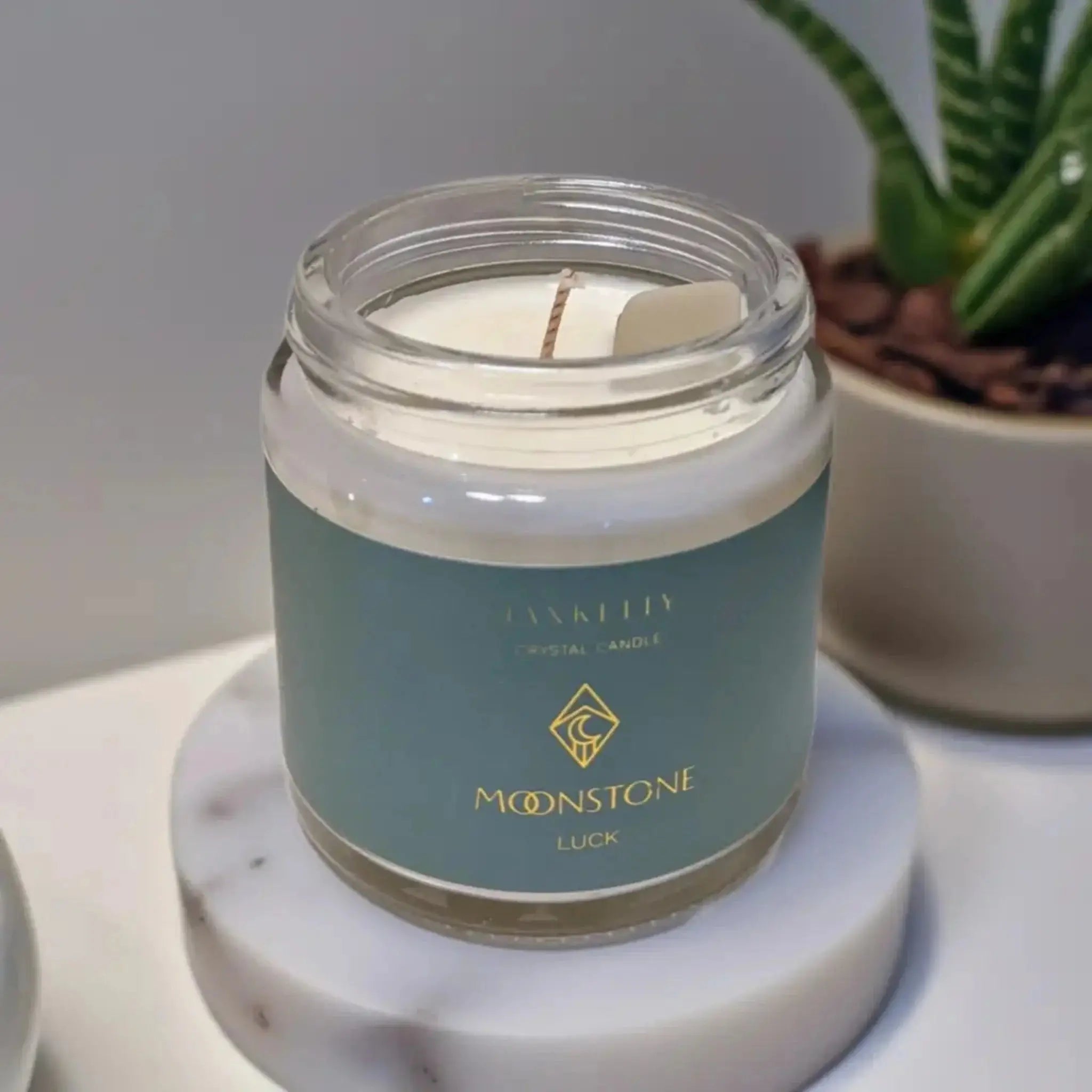Scented Luxury Candle with Moonstone Crystal by JaxKelly | Elle and Willow