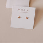 Pear Shaped Yellow Gold and Champagne CZ Stud Teardrop Earrings - JaxKelly