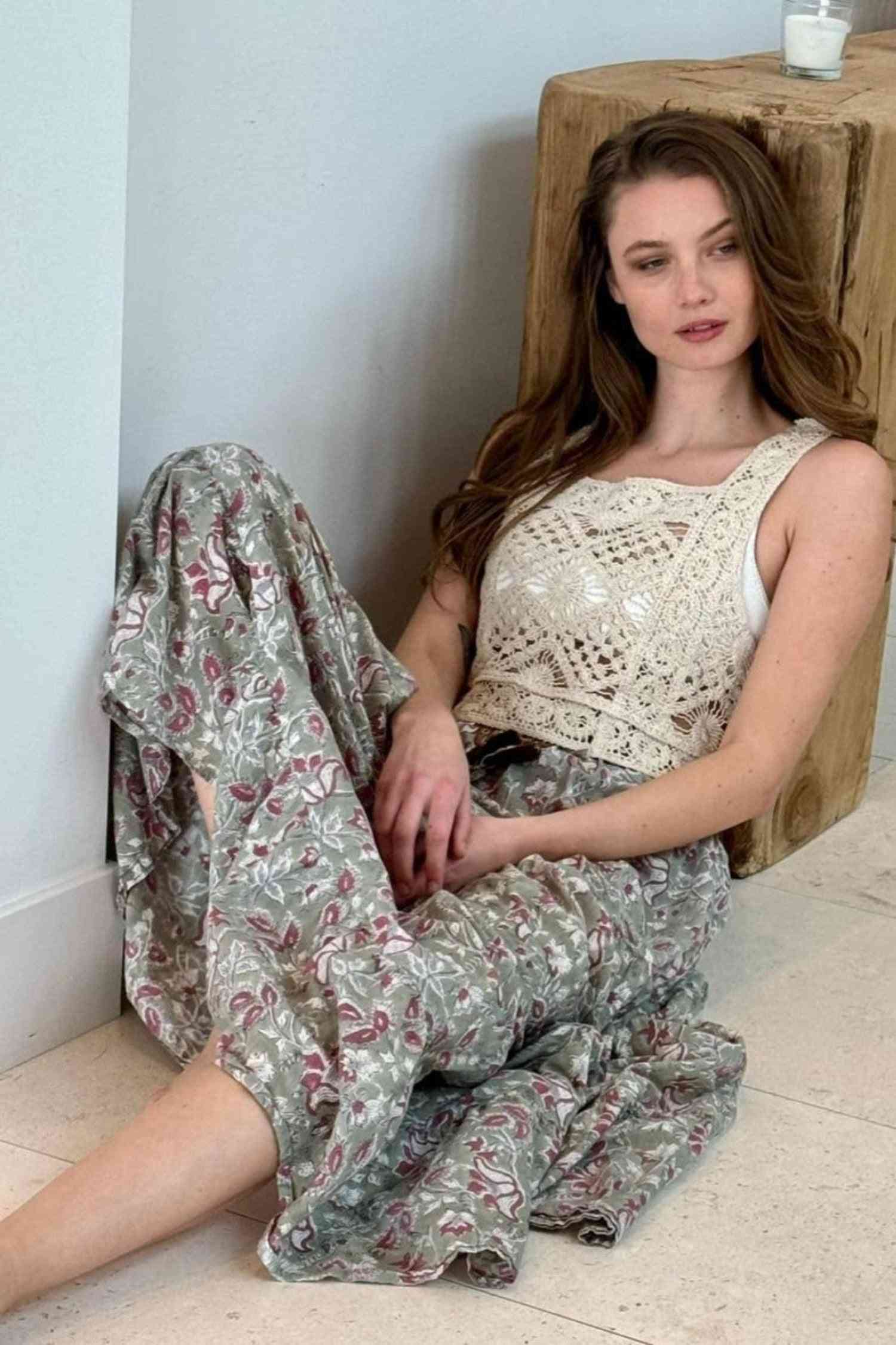 Radha Tiered Floral Maxi Skirt from The Fox and the Mermaid