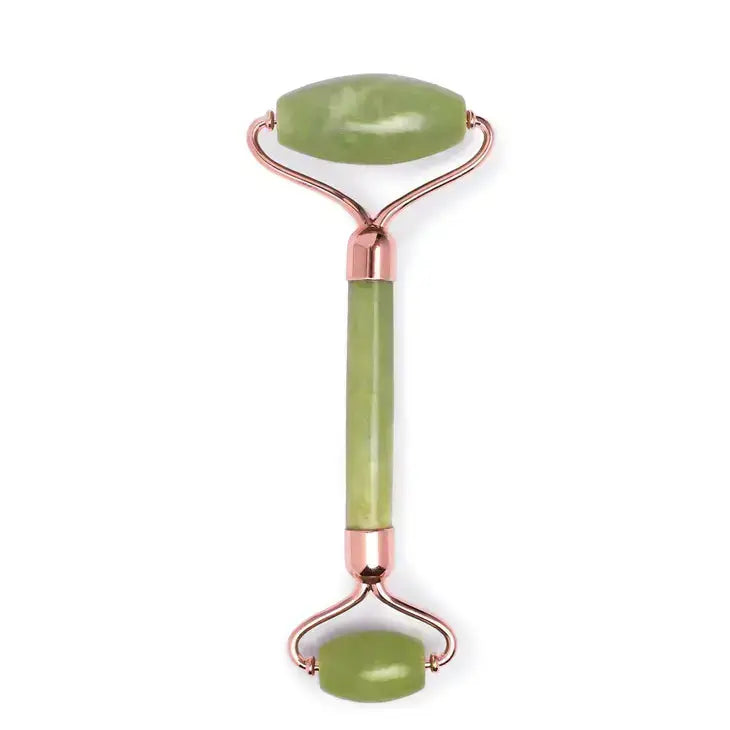 Earth Harbor Green Goddess Kit with Natural Face Serum and Real Jade Roller - Jade Facial Roller with Rose Gold Trim