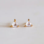Mini Energy Gem Stud Earrings Triangle Rose Quartz Gemstone Stud Earrings