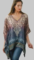 Sevya Handmade Women's Demira Embroidered V neck Tunic Top