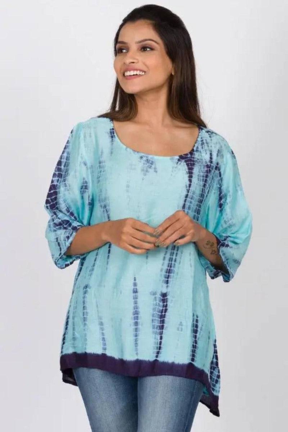 Women's Shibori Tie Dye Tunic Top - Sevya Handmade