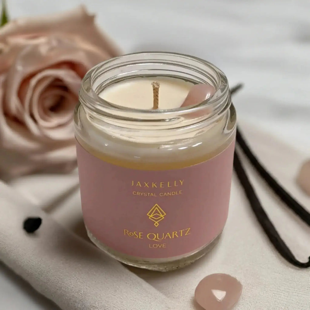 vanilla scented rose quartz candle