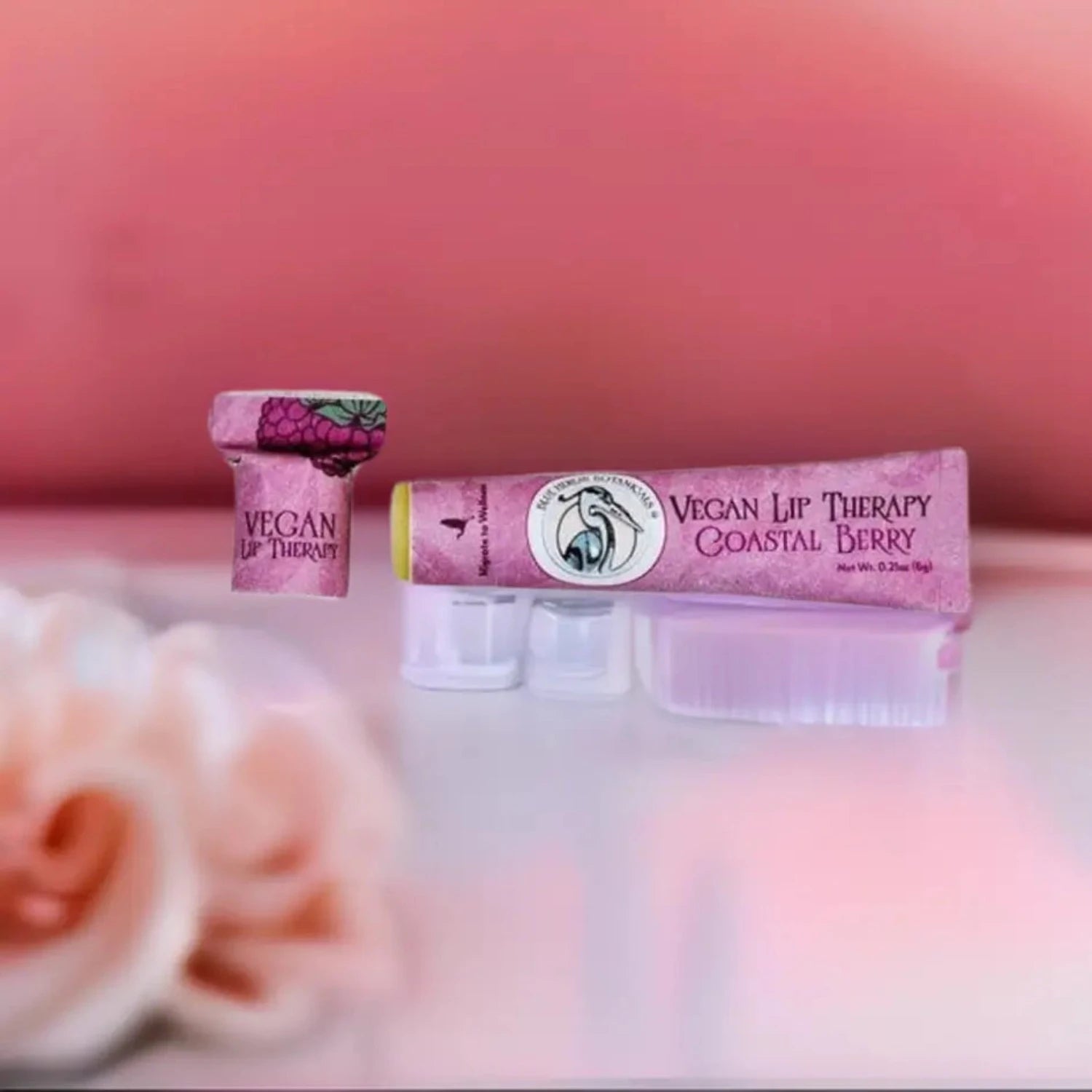 Vegan & Organic Red Raspberry Oil Lip Balm - Blue heron Botanicals - ElleandWillow