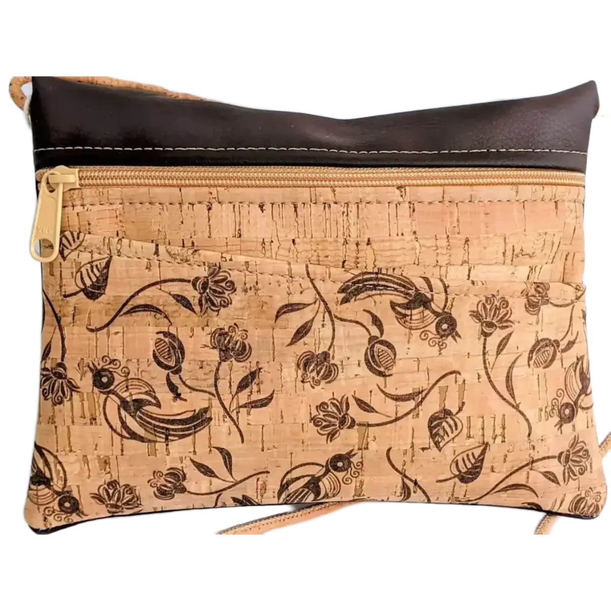 Brown Floral Print Crossbody Bag or Hip Bag